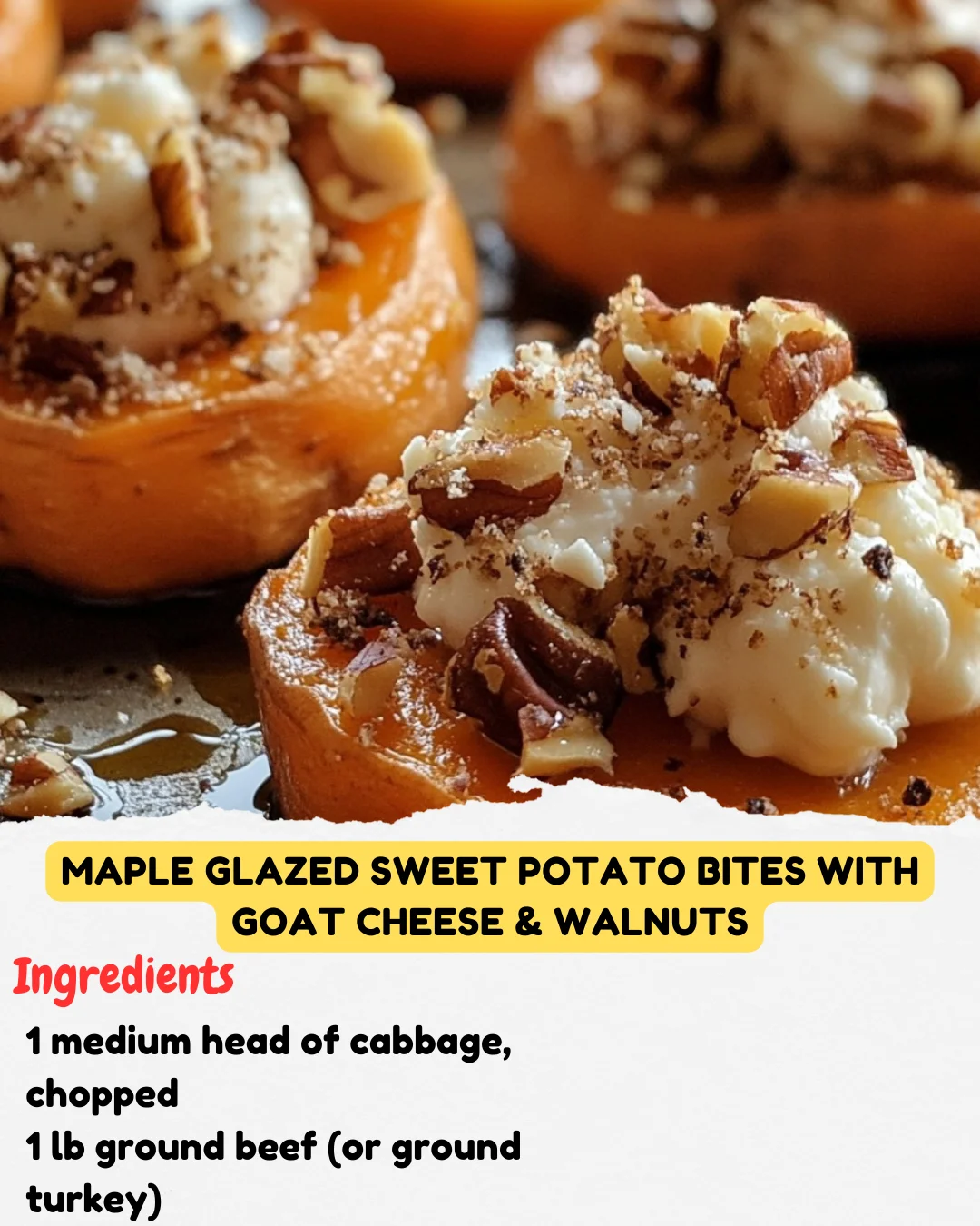 Maple Glazed Sweet Potato Bites with Goat Cheese & Walnuts