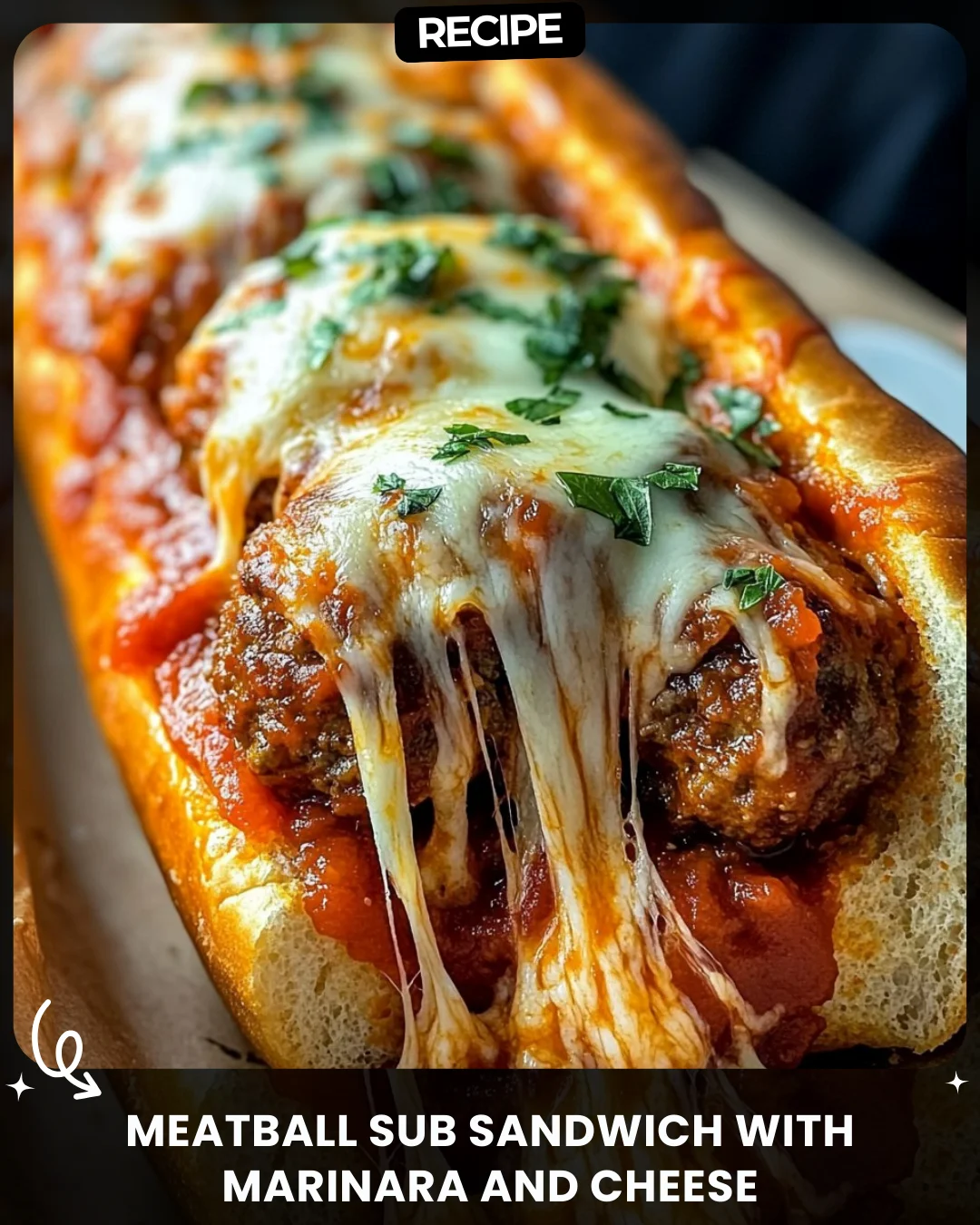 Meatball Sub Sandwich with Marinara and Cheese