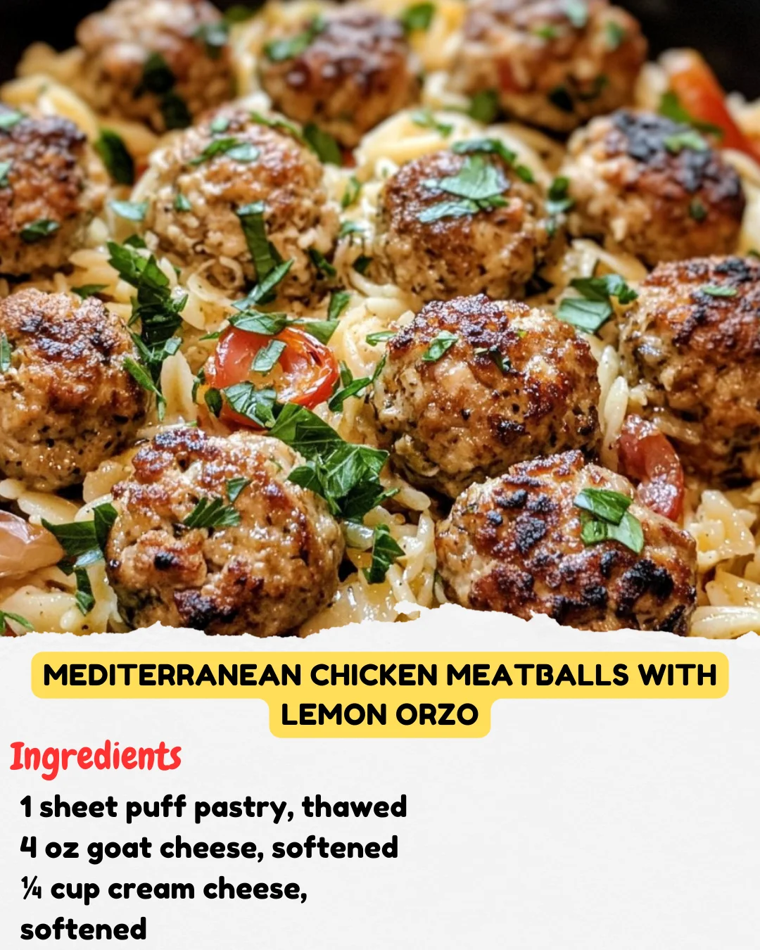 Mediterranean Chicken Meatballs with Lemon Orzo