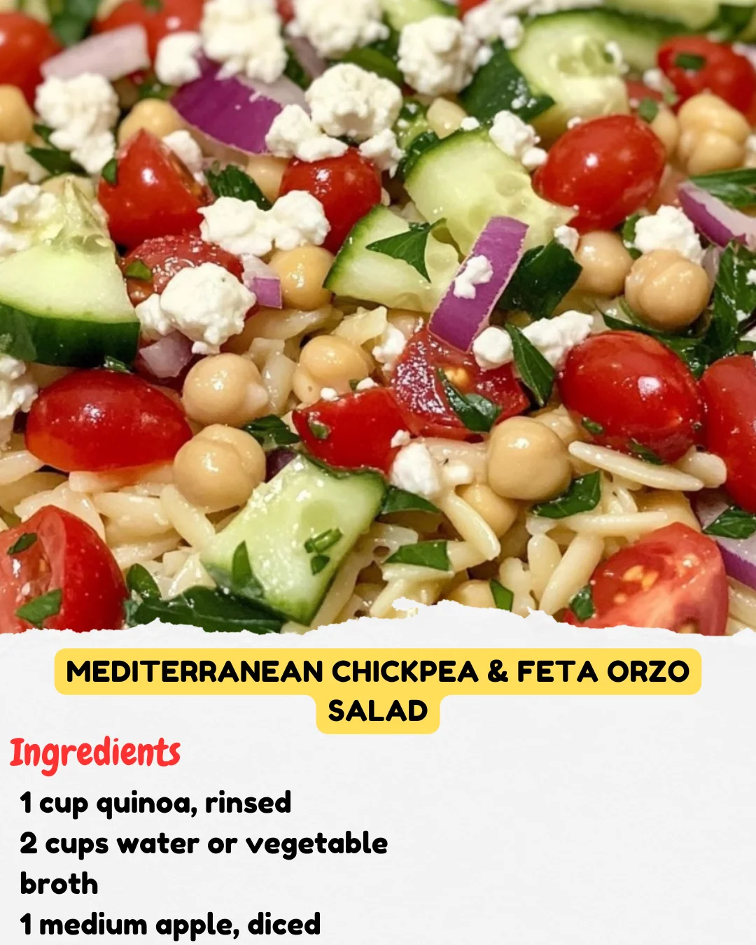 Mediterranean Chickpea & Feta Orzo Salad