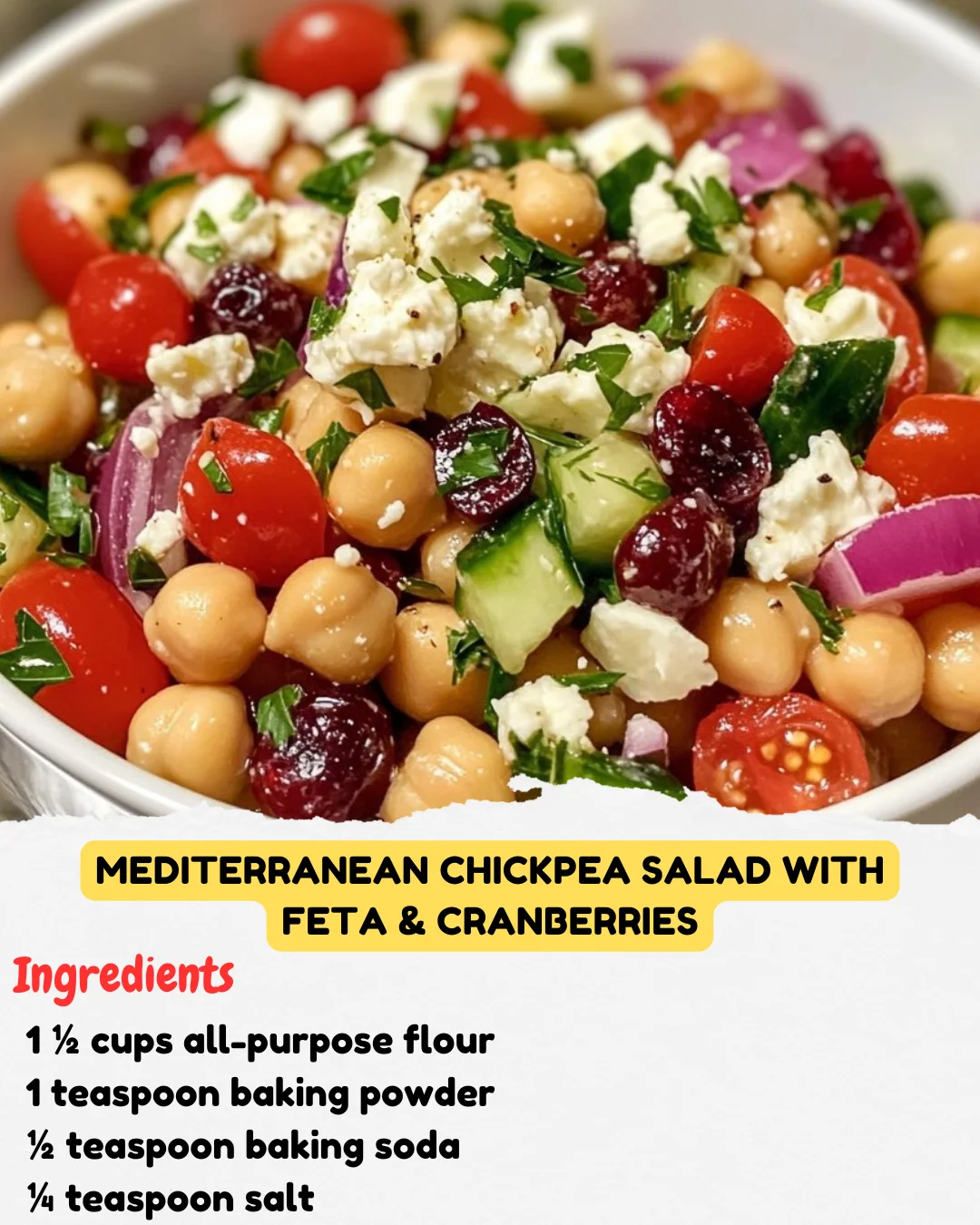 Mediterranean Chickpea Salad with Feta & Cranberries