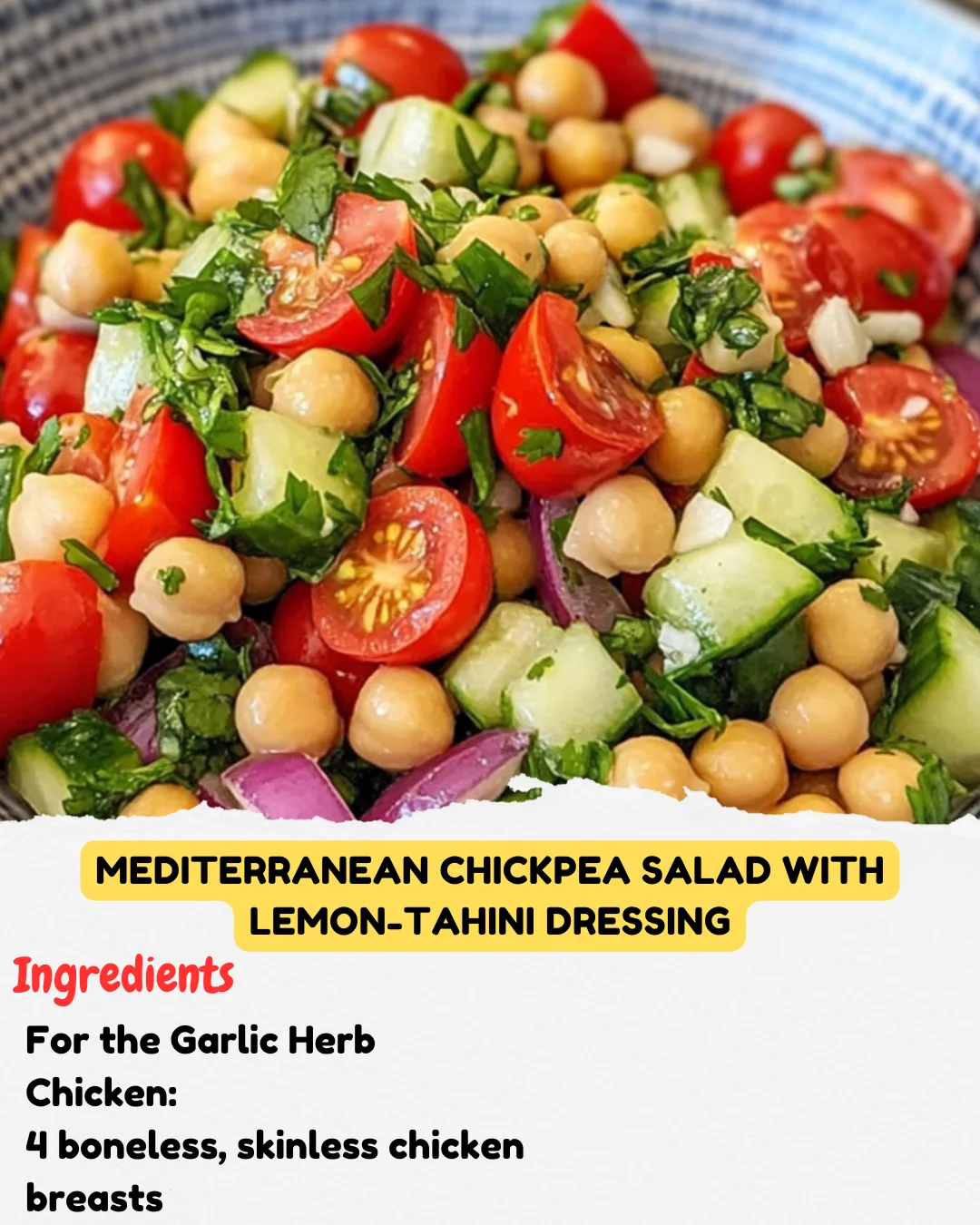 Mediterranean Chickpea Salad with Lemon-Tahini Dressing