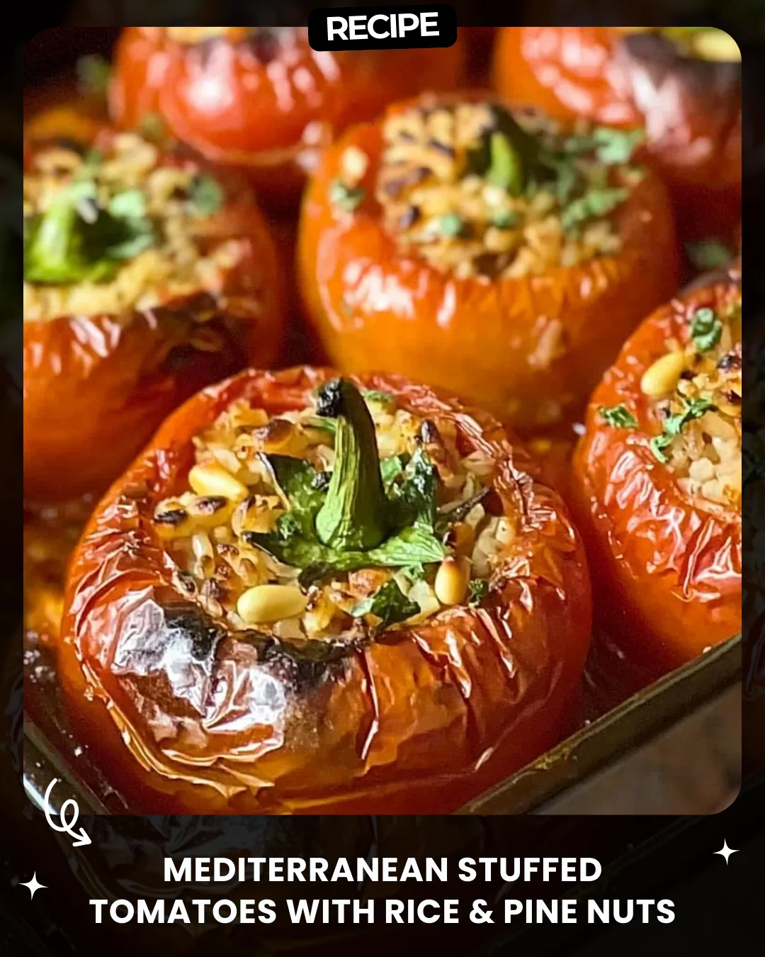 Mediterranean Stuffed Tomatoes with Rice & Pine Nuts