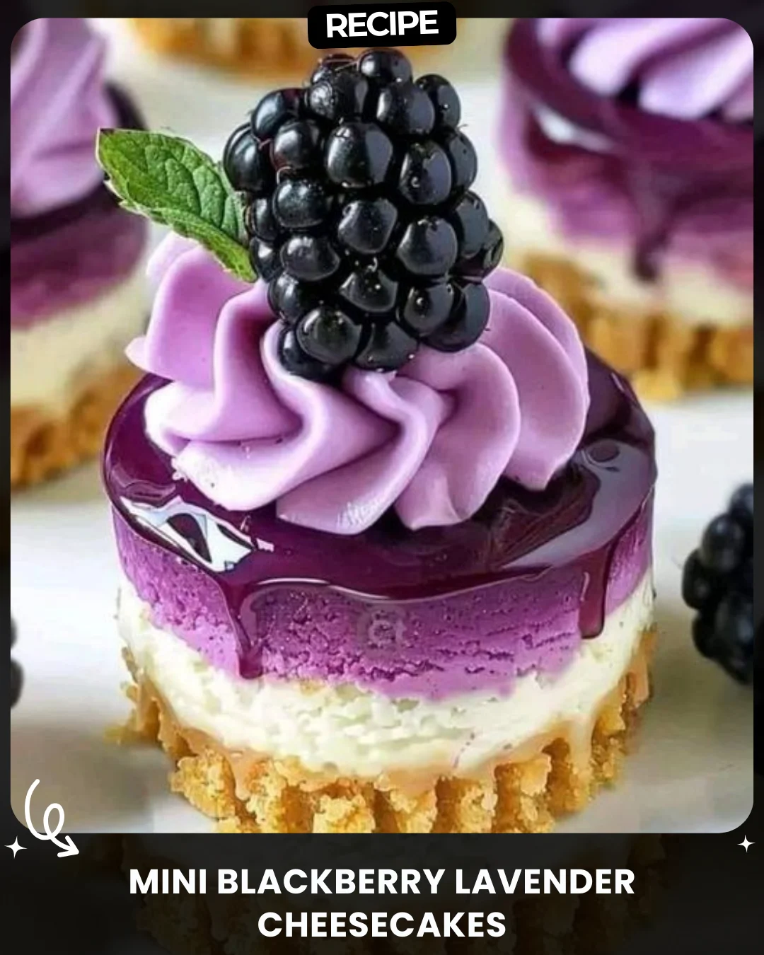Mini Blackberry Lavender Cheesecakes