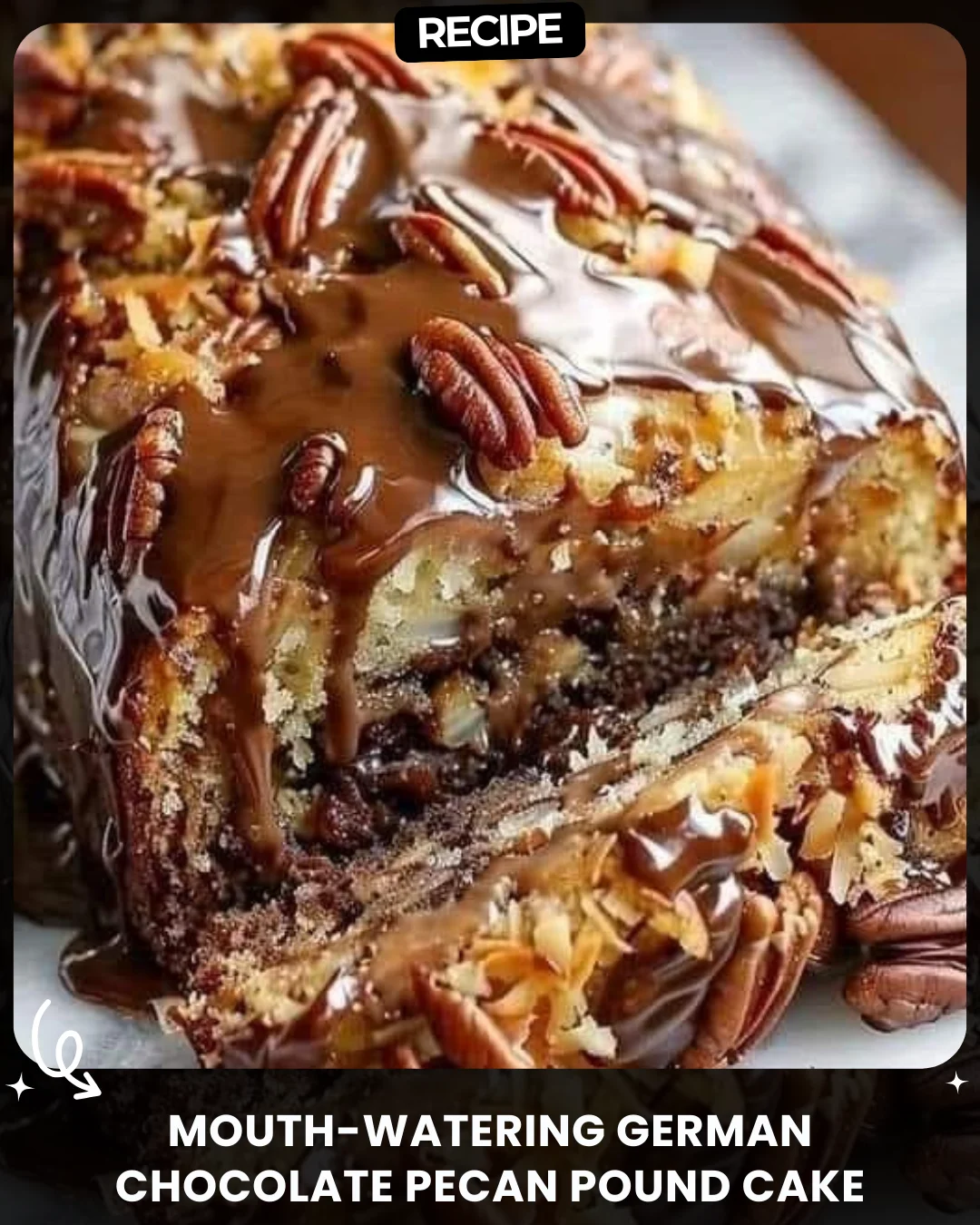Mouth-watering German Chocolate Pecan Pound Cake