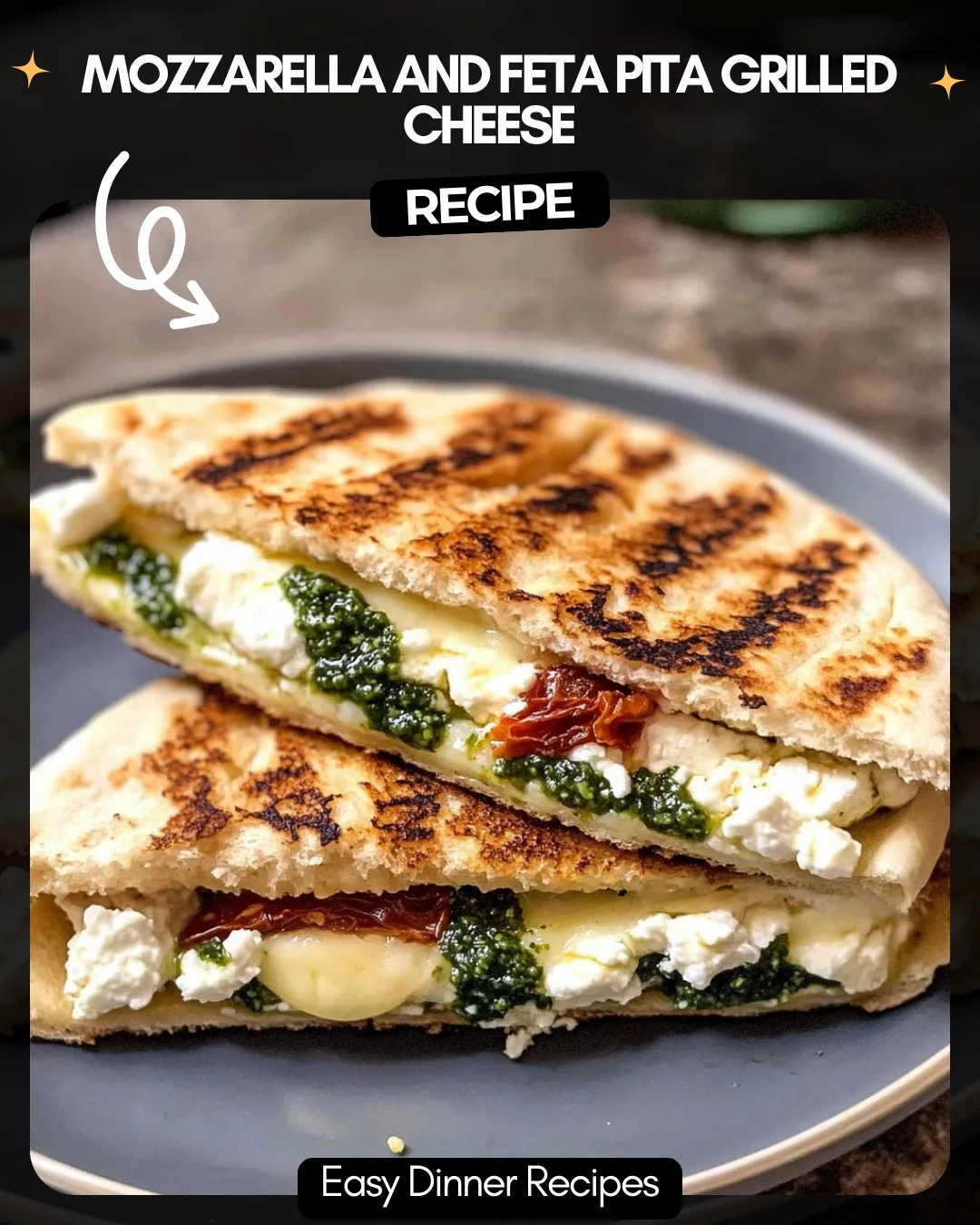 Mozzarella and Feta Pita Grilled Cheese