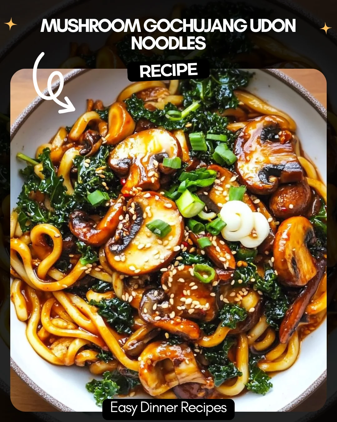 Mushroom Gochujang Udon Noodles