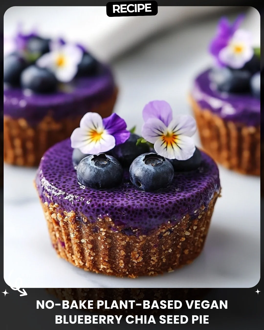 No-Bake Plant-Based Vegan Blueberry Chia Seed Pie