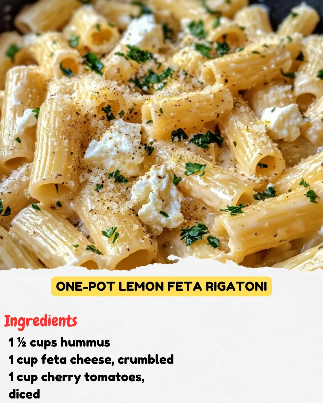 One-Pot Lemon Feta Rigatoni