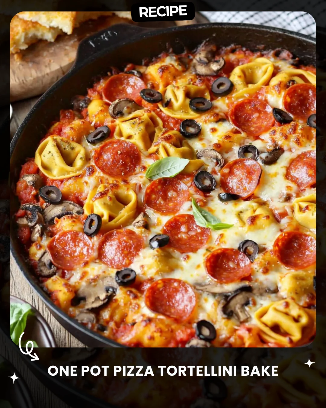 One Pot Pizza Tortellini Bake