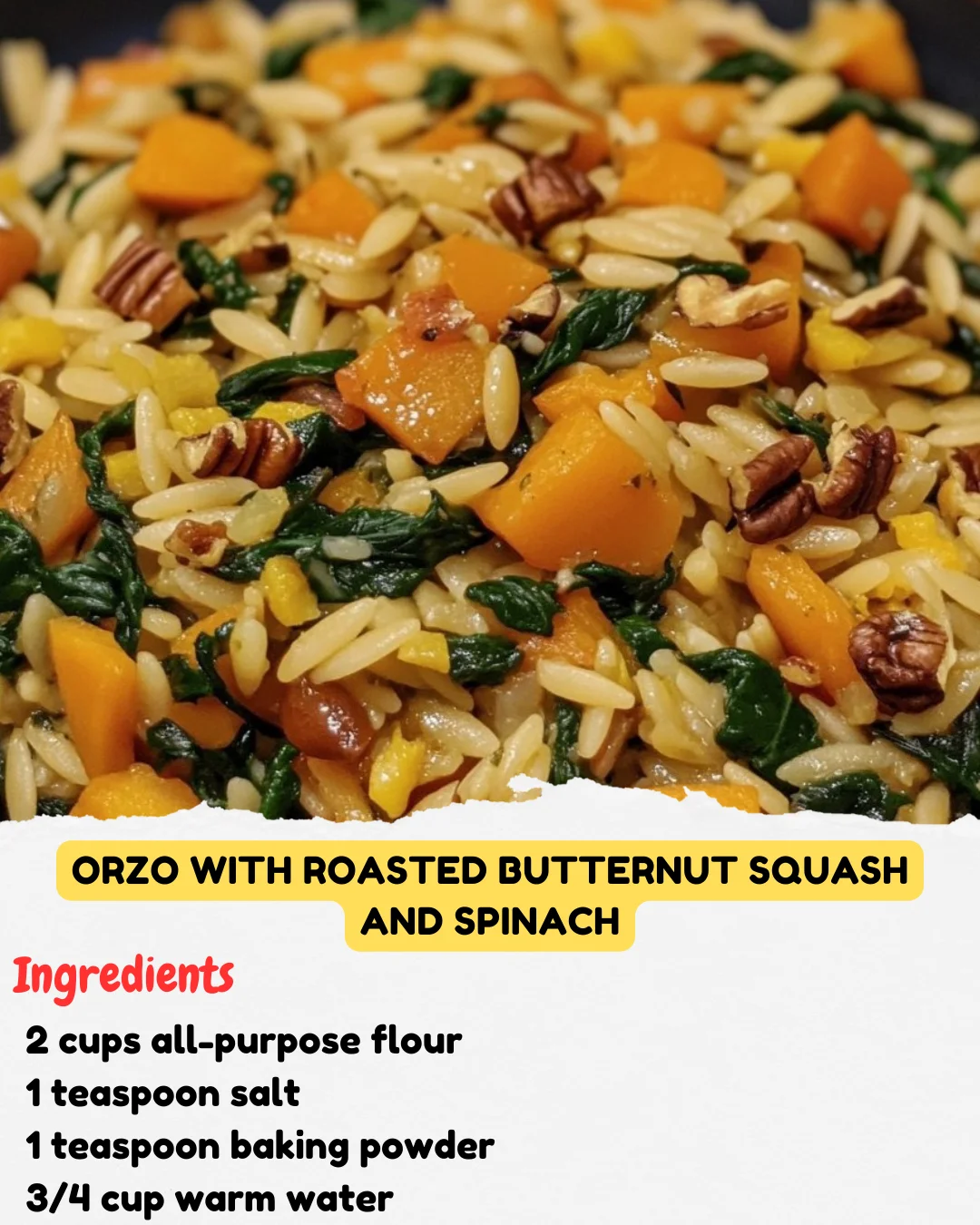 Orzo with Roasted Butternut Squash and Spinach