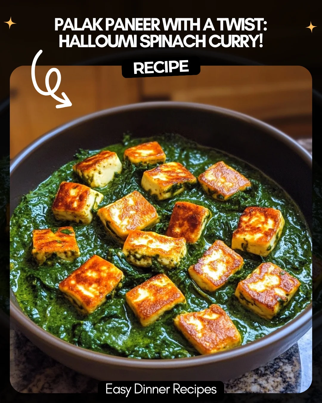 Palak Paneer with a Twist: Halloumi Spinach Curry!