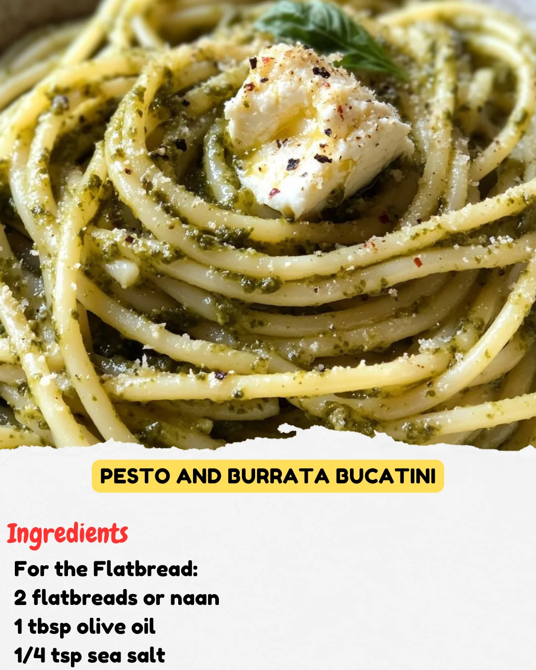 Pesto and Burrata Bucatini