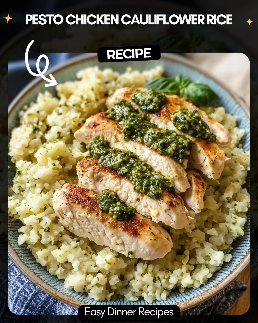 Pesto Chicken Cauliflower Rice
