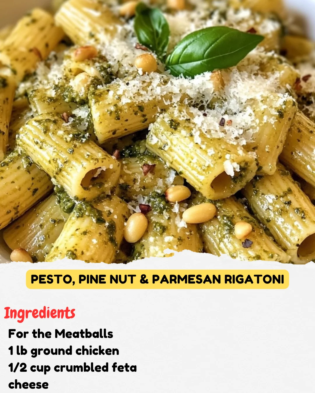 Pesto, Pine Nut & Parmesan Rigatoni