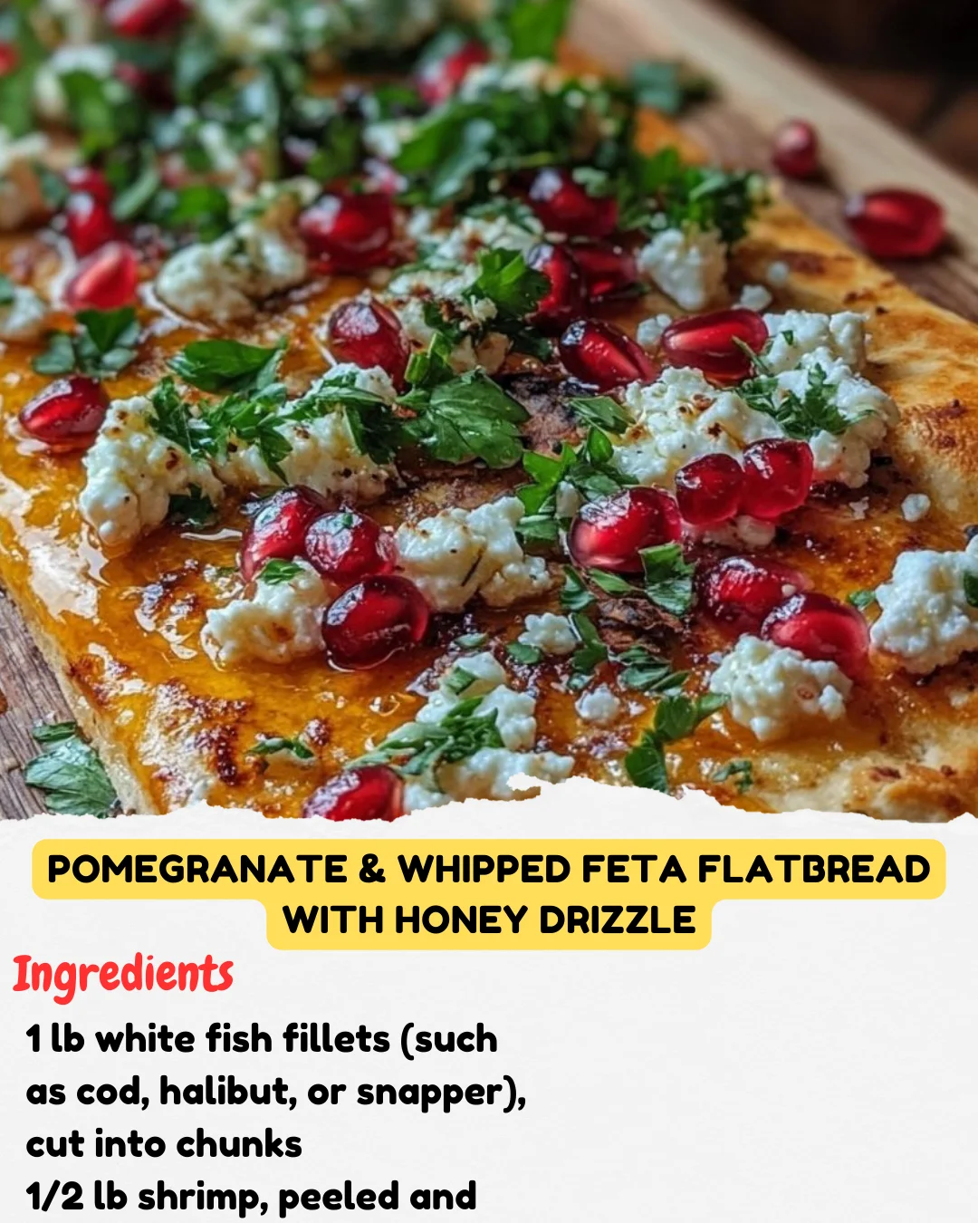 Pomegranate & Whipped Feta Flatbread with Honey Drizzle
