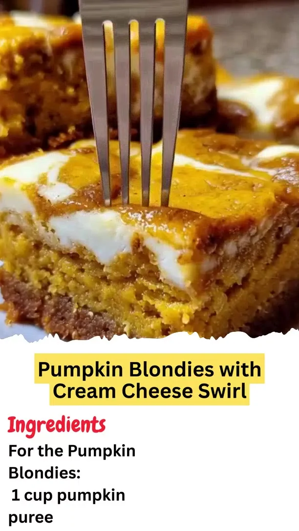Pumpkin Blondies with Cream Cheese Swirl