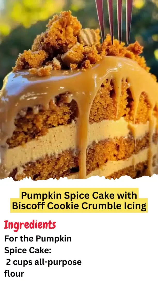 Pumpkin Spice Cake with Biscoff Cookie Crumble Icing