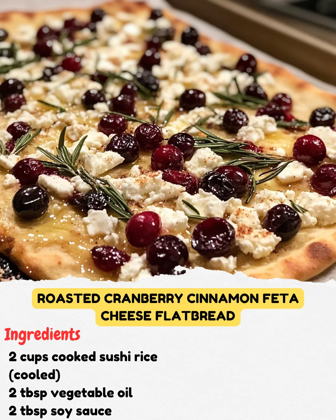 Roasted Cranberry Cinnamon Feta Cheese Flatbread