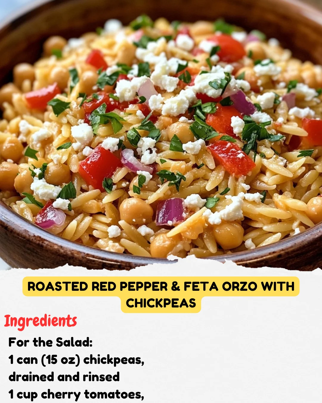 Roasted Red Pepper & Feta Orzo with Chickpeas