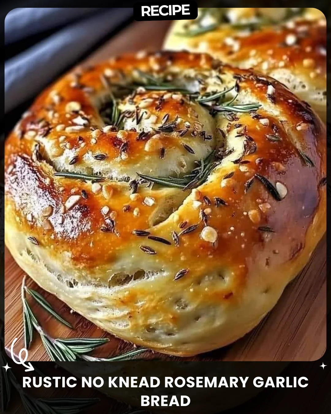 Rustic No Knead Rosemary Garlic Bread