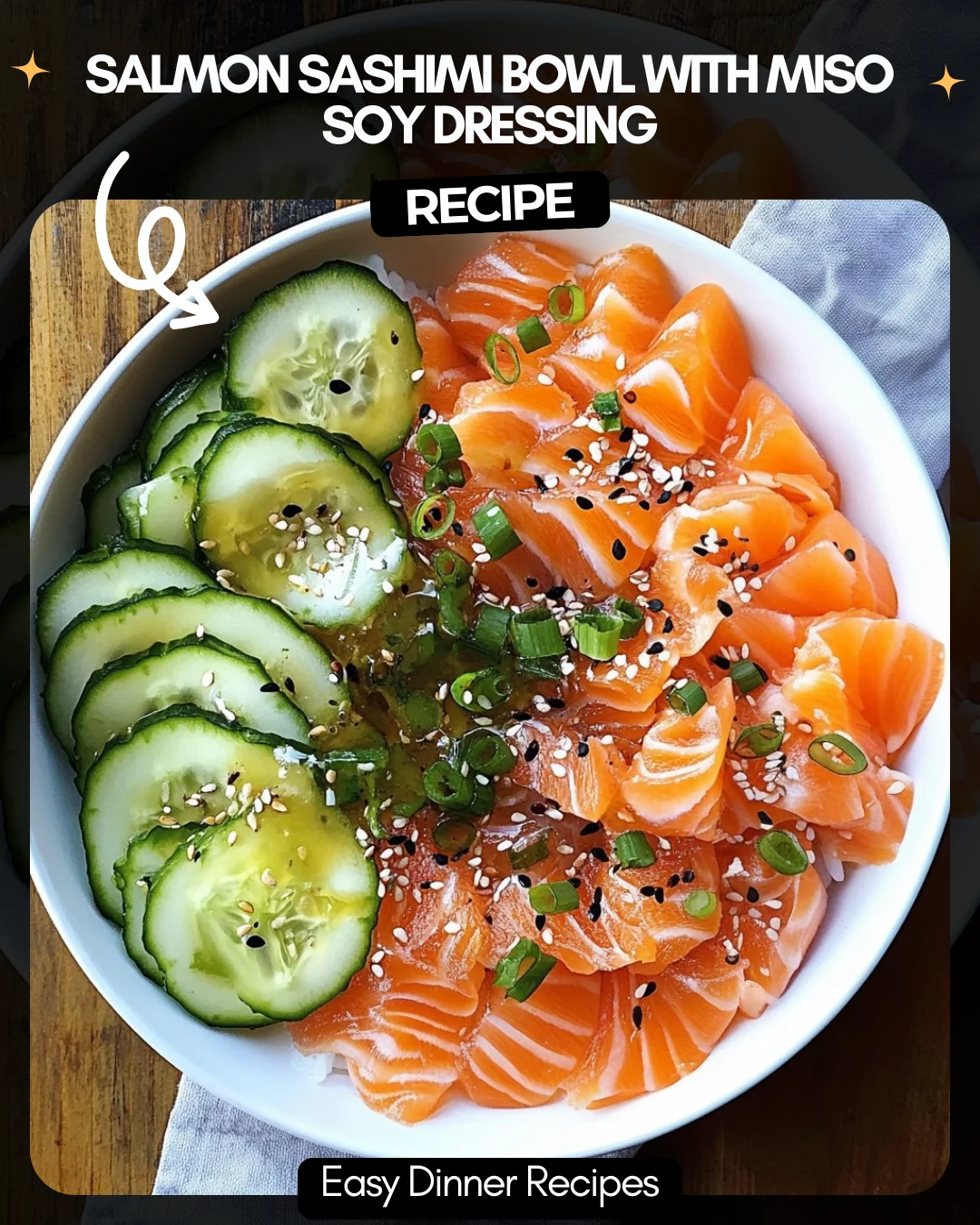 Salmon Sashimi Bowl with Miso Soy Dressing