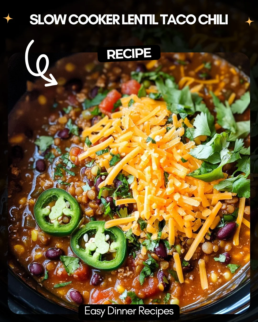 Slow Cooker Lentil Taco Chili