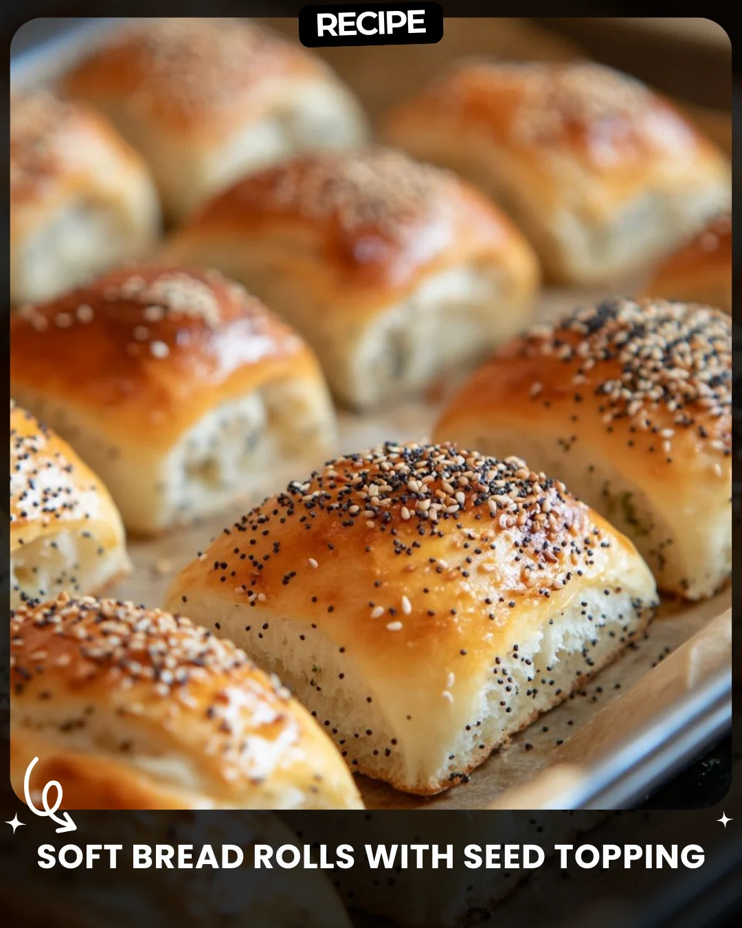Soft Bread Rolls with Seed Topping