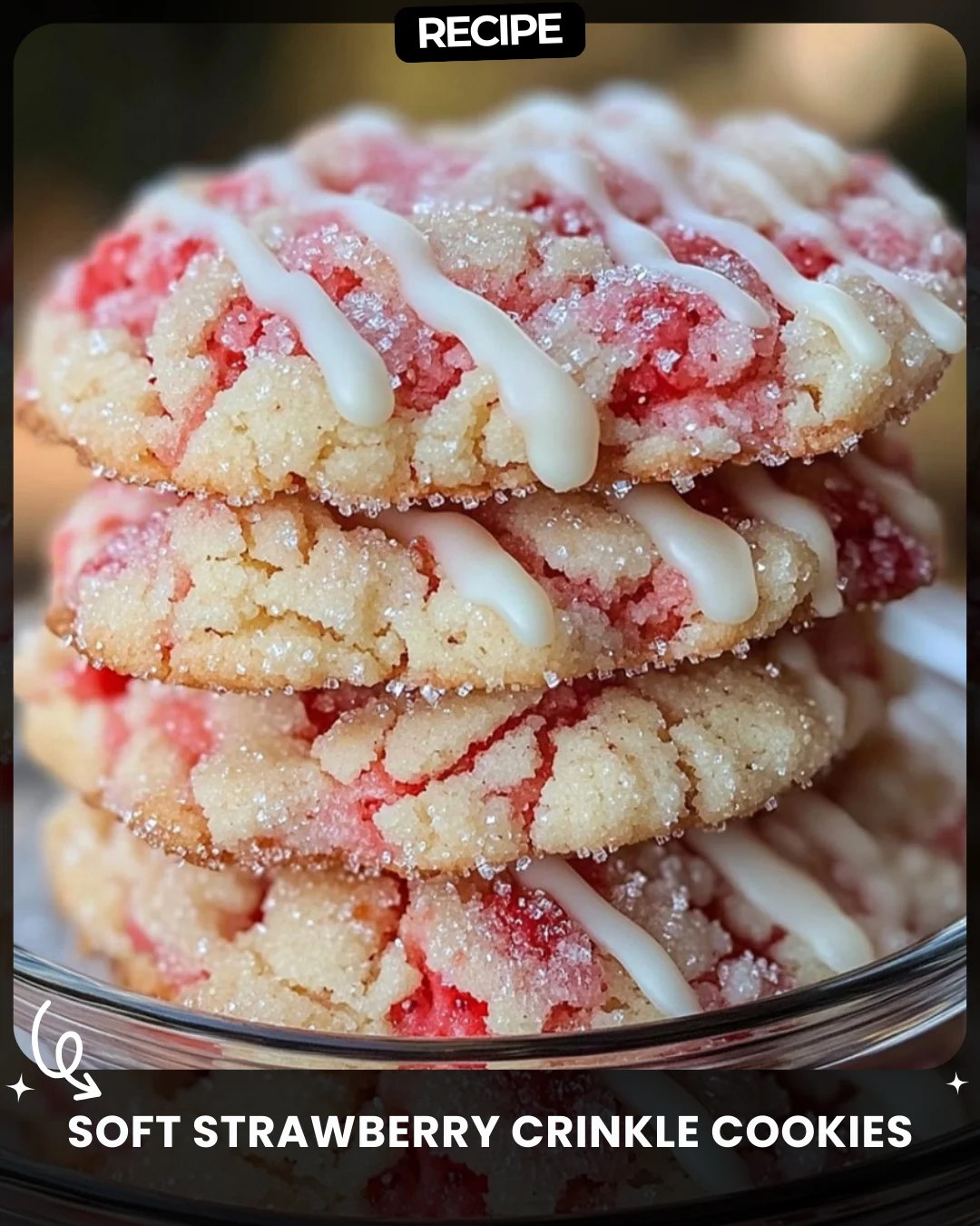 Soft Strawberry Crinkle Cookies