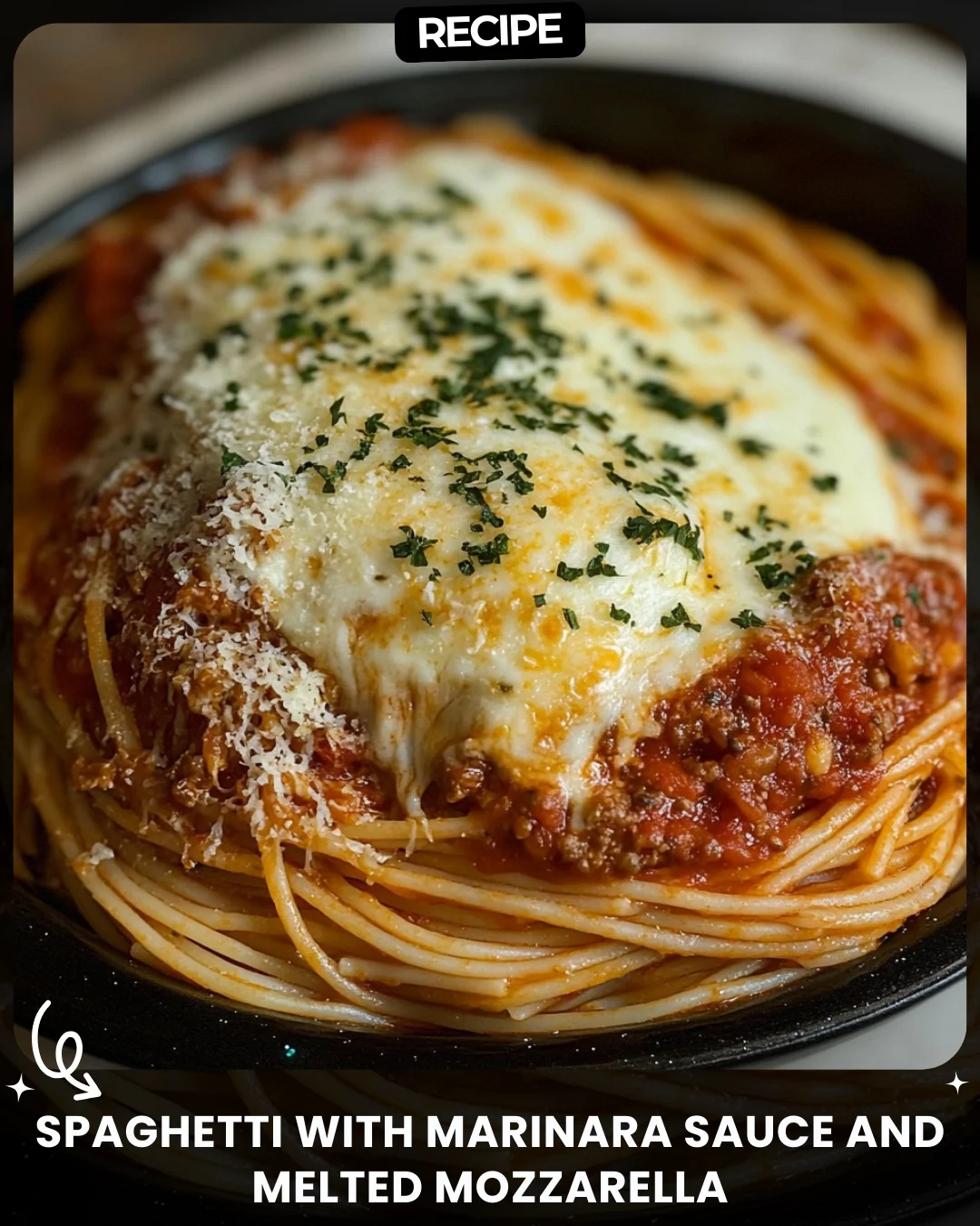 Spaghetti with Marinara Sauce and Melted Mozzarella