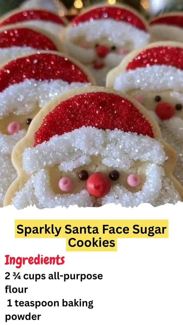Sparkly Santa Face Sugar Cookies