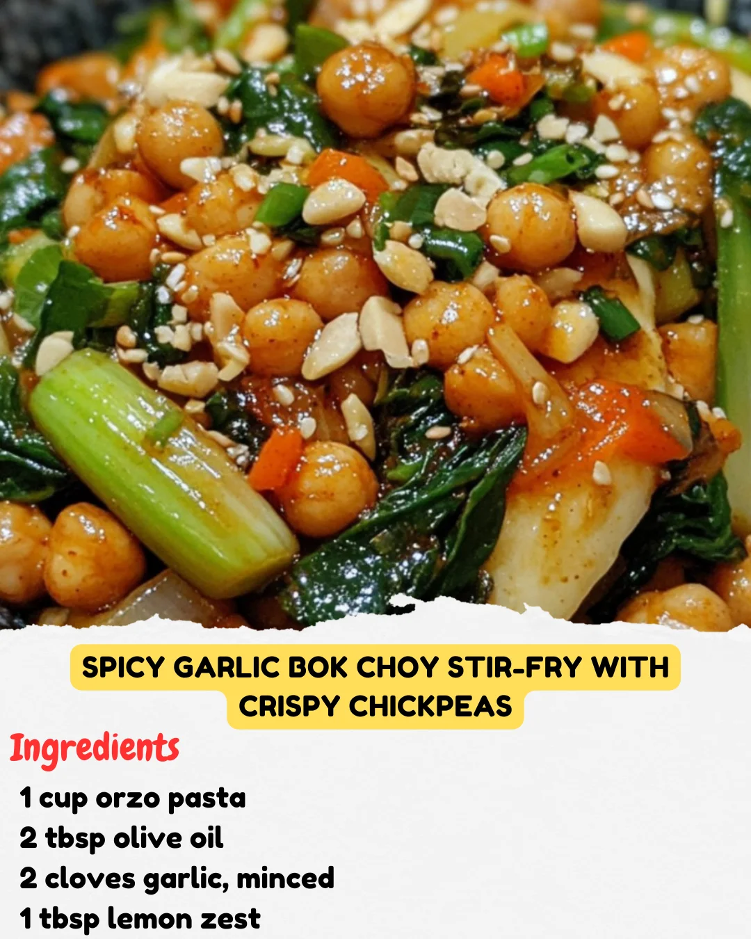 Spicy Garlic Bok Choy Stir-Fry with Crispy Chickpeas