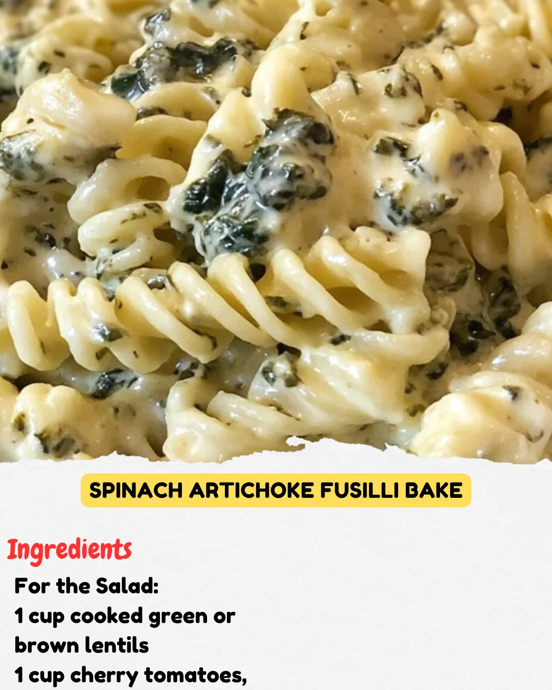 Spinach Artichoke Fusilli Bake