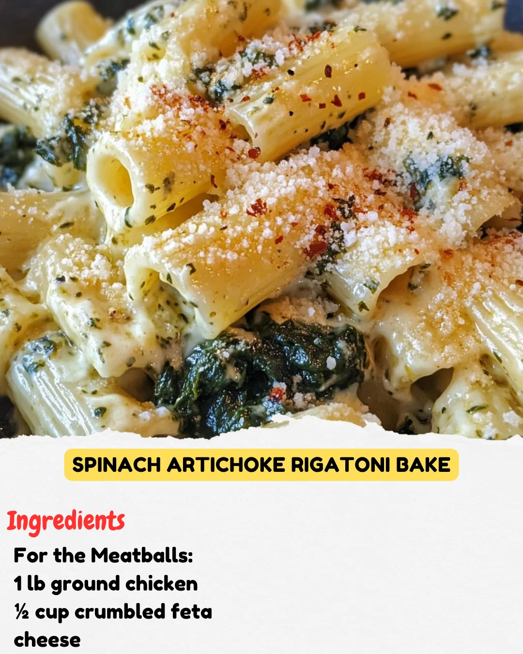 Spinach Artichoke Rigatoni Bake