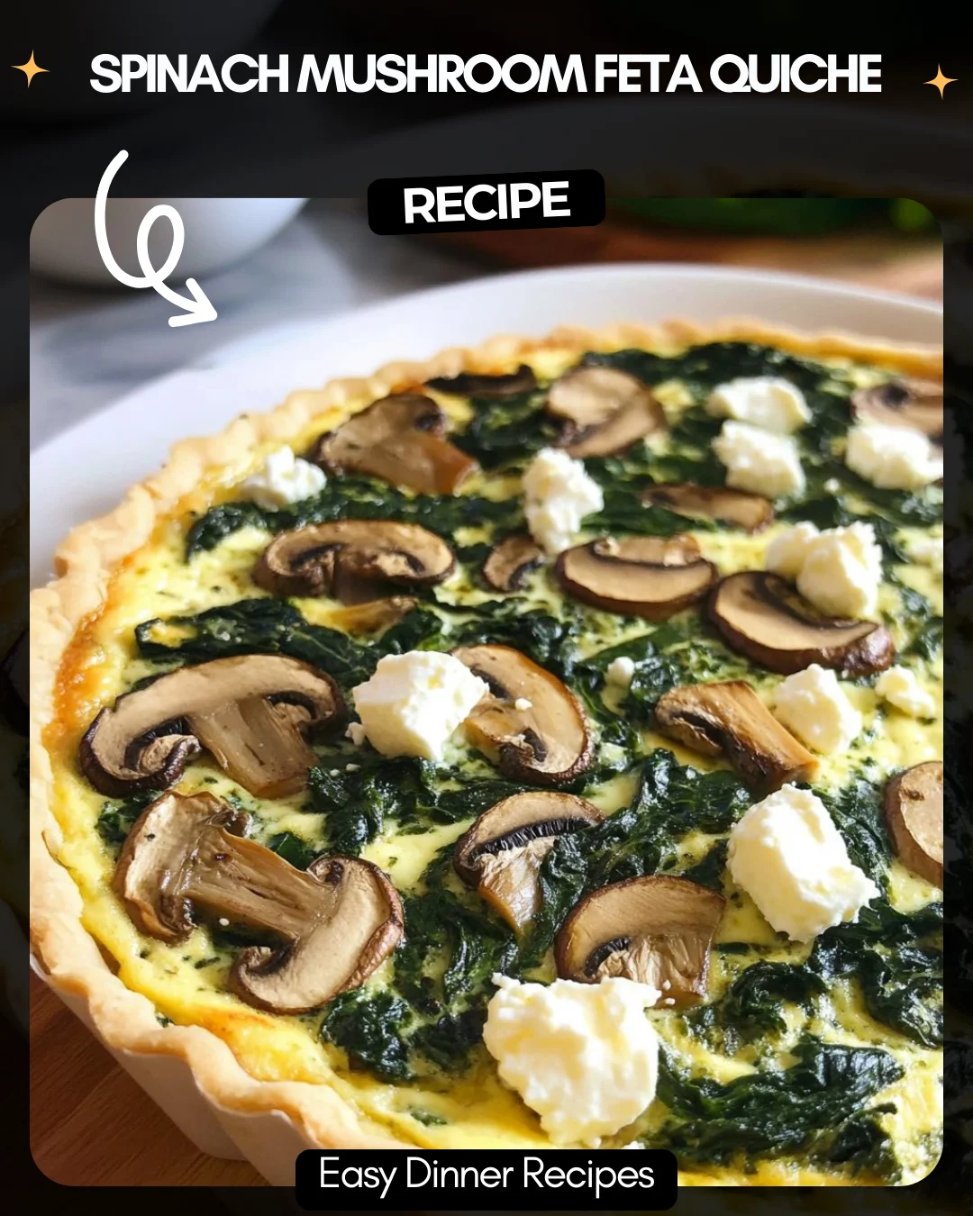 Spinach Mushroom Feta Quiche