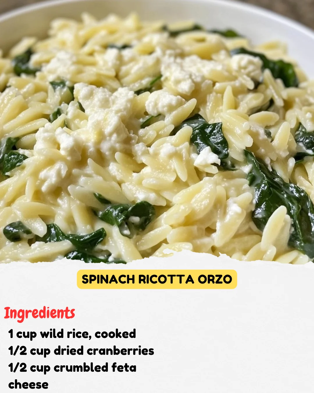Spinach Ricotta Orzo