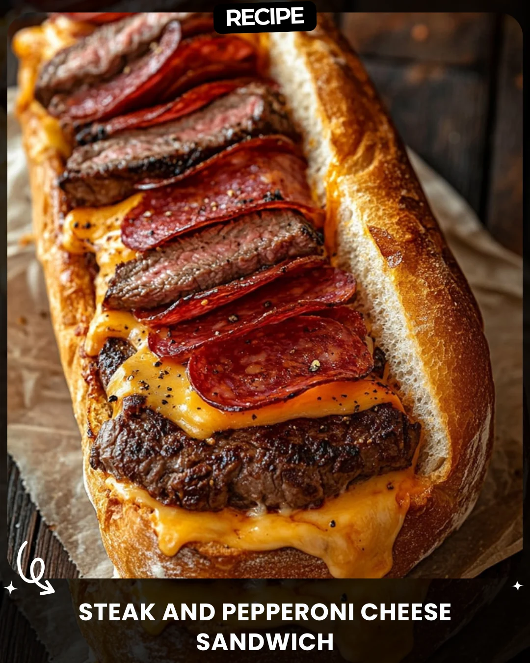 Steak and Pepperoni Cheese Sandwich