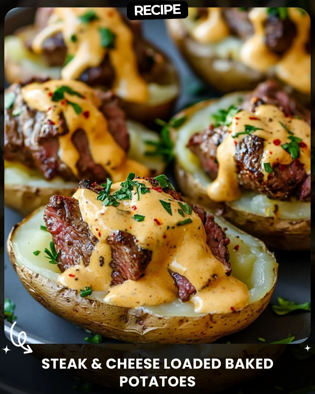 Steak & Cheese Loaded Baked Potatoes