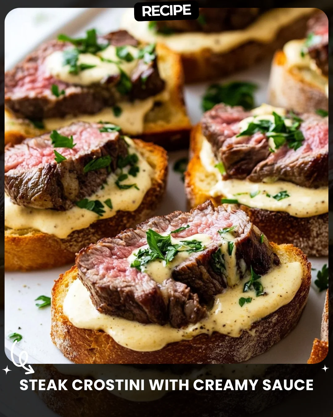 Steak Crostini with Creamy Sauce