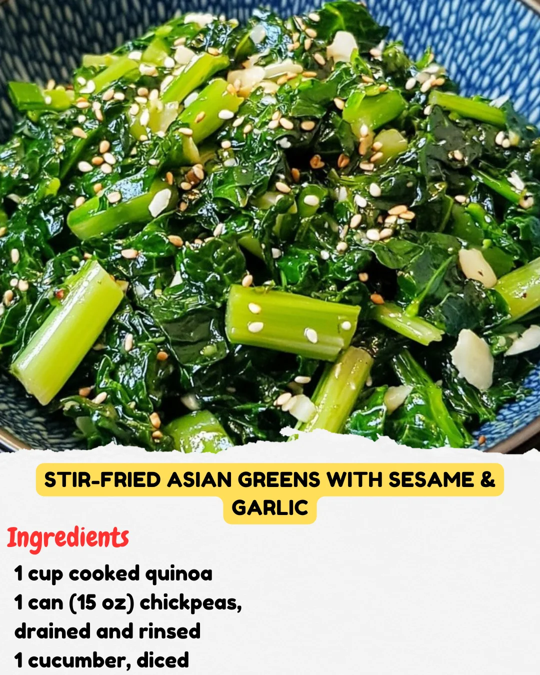 Stir-Fried Asian Greens with Sesame & Garlic