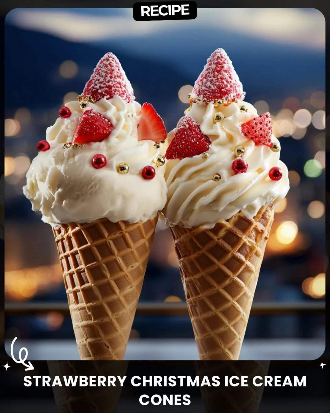 Strawberry Christmas Ice Cream Cones