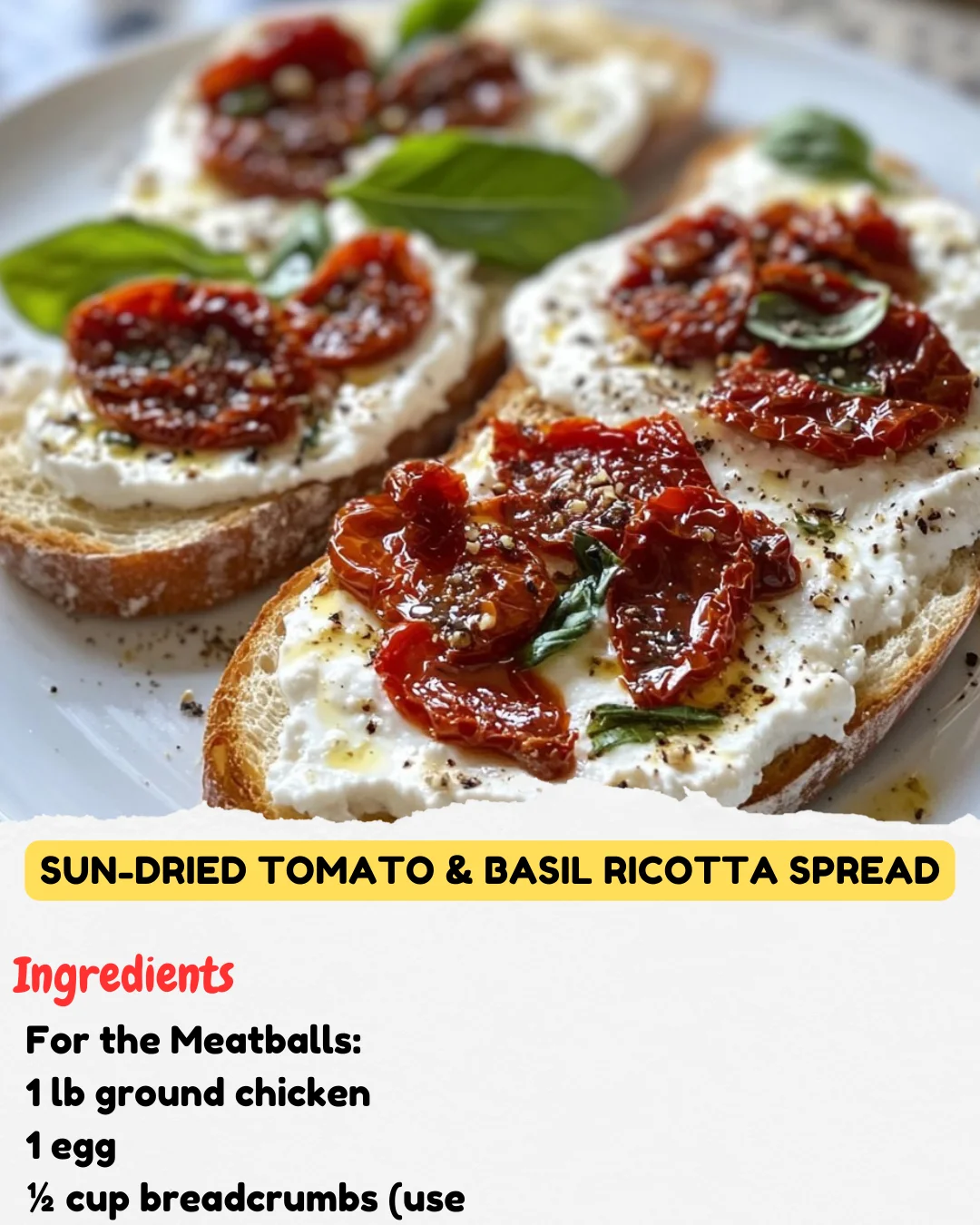 Sun-Dried Tomato & Basil Ricotta Spread