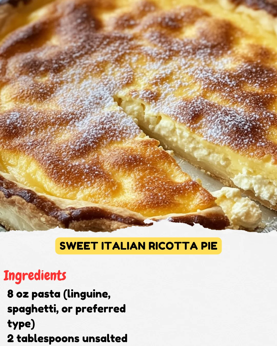 Sweet Italian Ricotta Pie