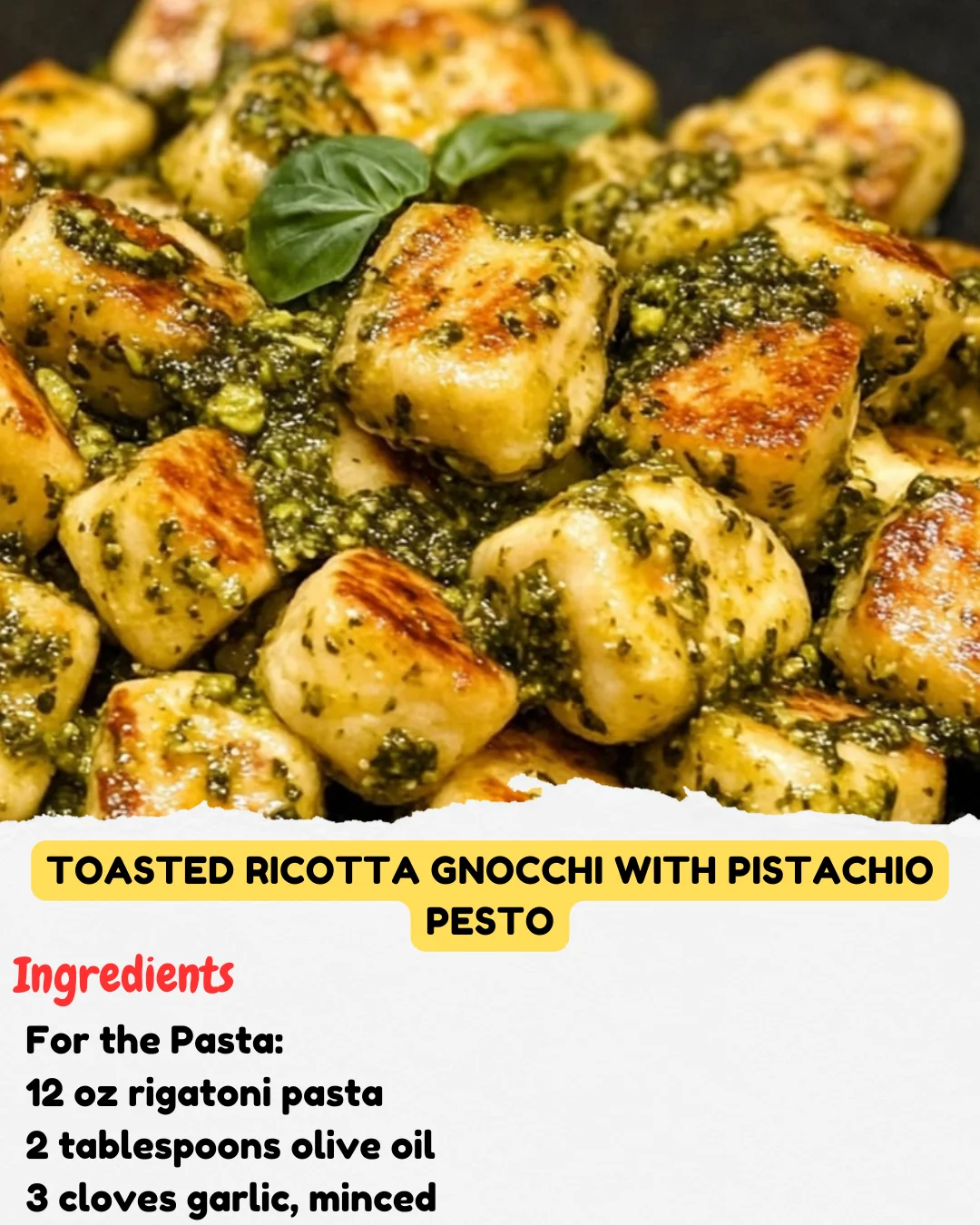 Toasted Ricotta Gnocchi with Pistachio Pesto