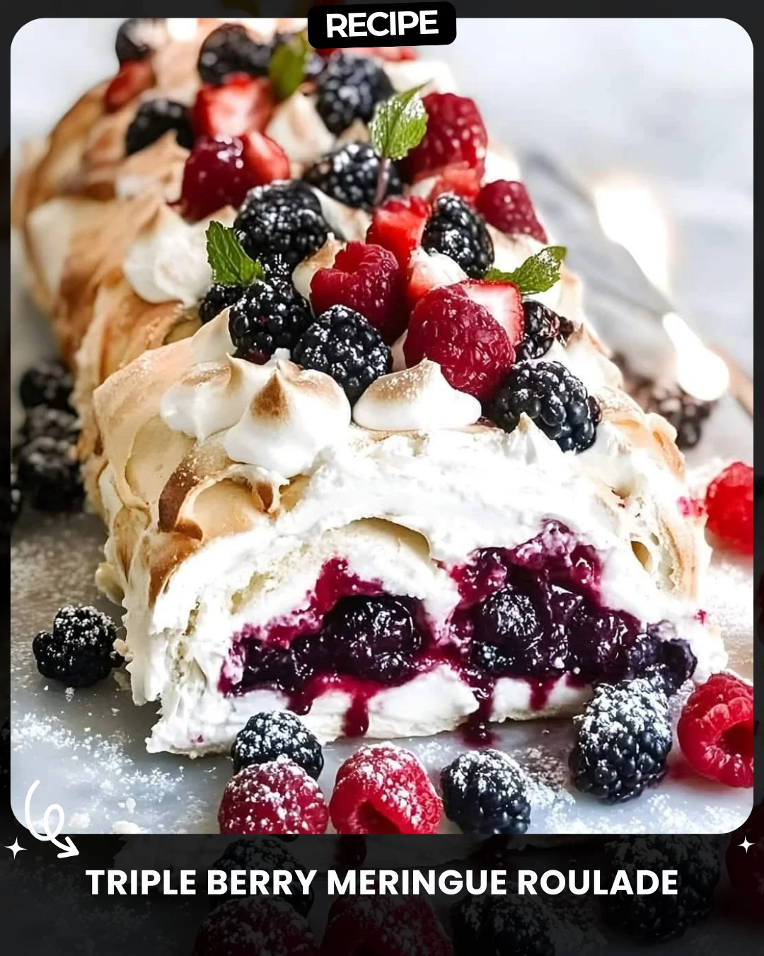 Triple Berry Meringue Roulade