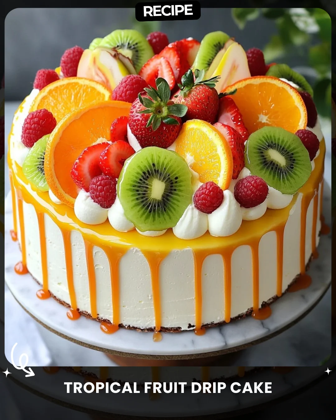 Tropical Fruit Drip Cake