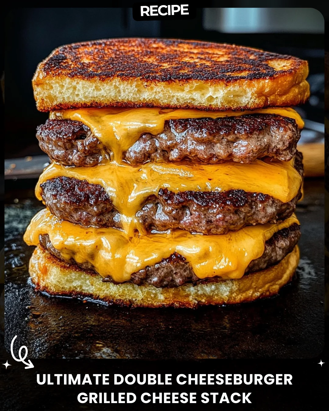 Ultimate Double Cheeseburger Grilled Cheese Stack