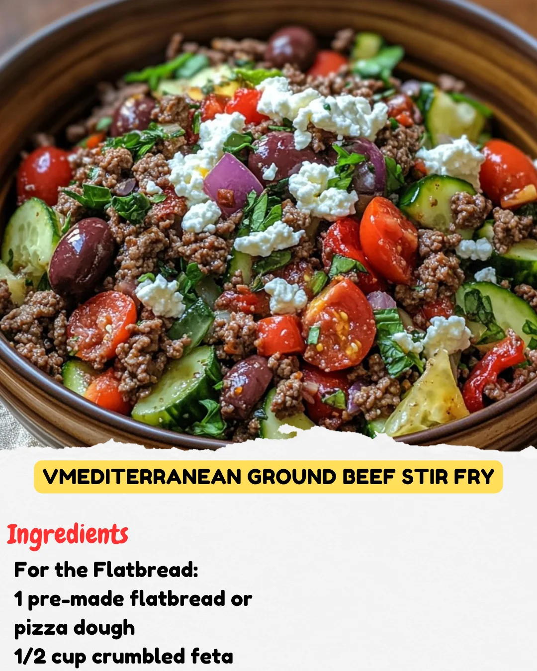 vMediterranean Ground Beef Stir Fry