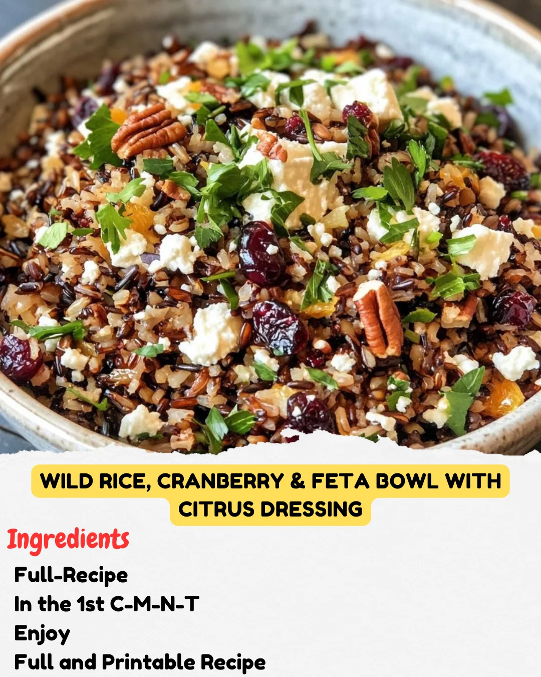 Wild Rice, Cranberry & Feta Bowl with Citrus Dressing