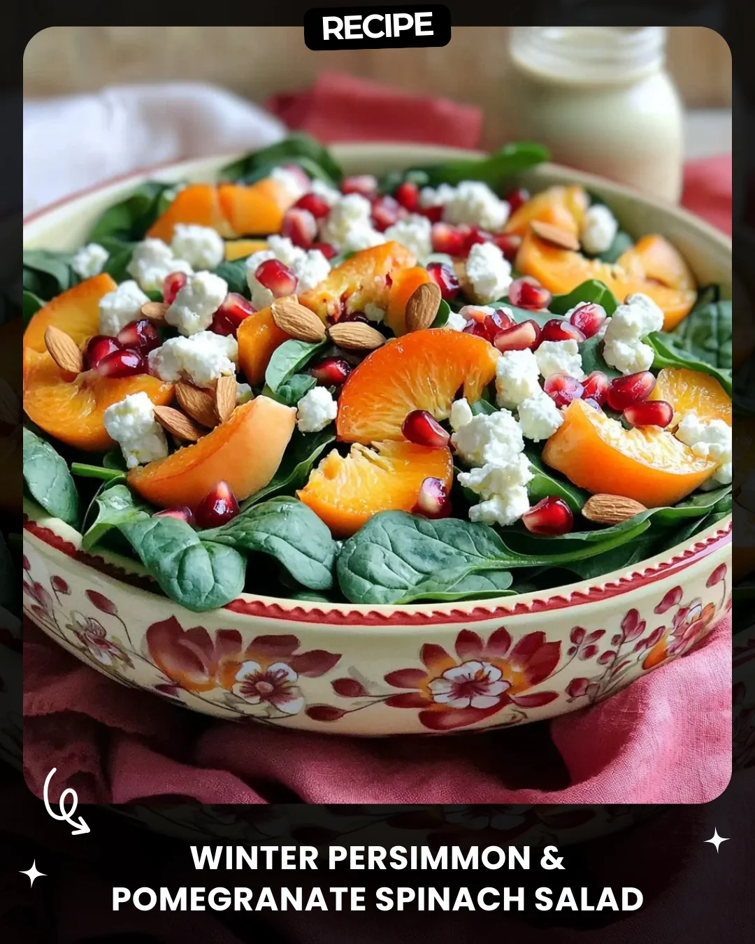 Winter Persimmon & Pomegranate Spinach Salad